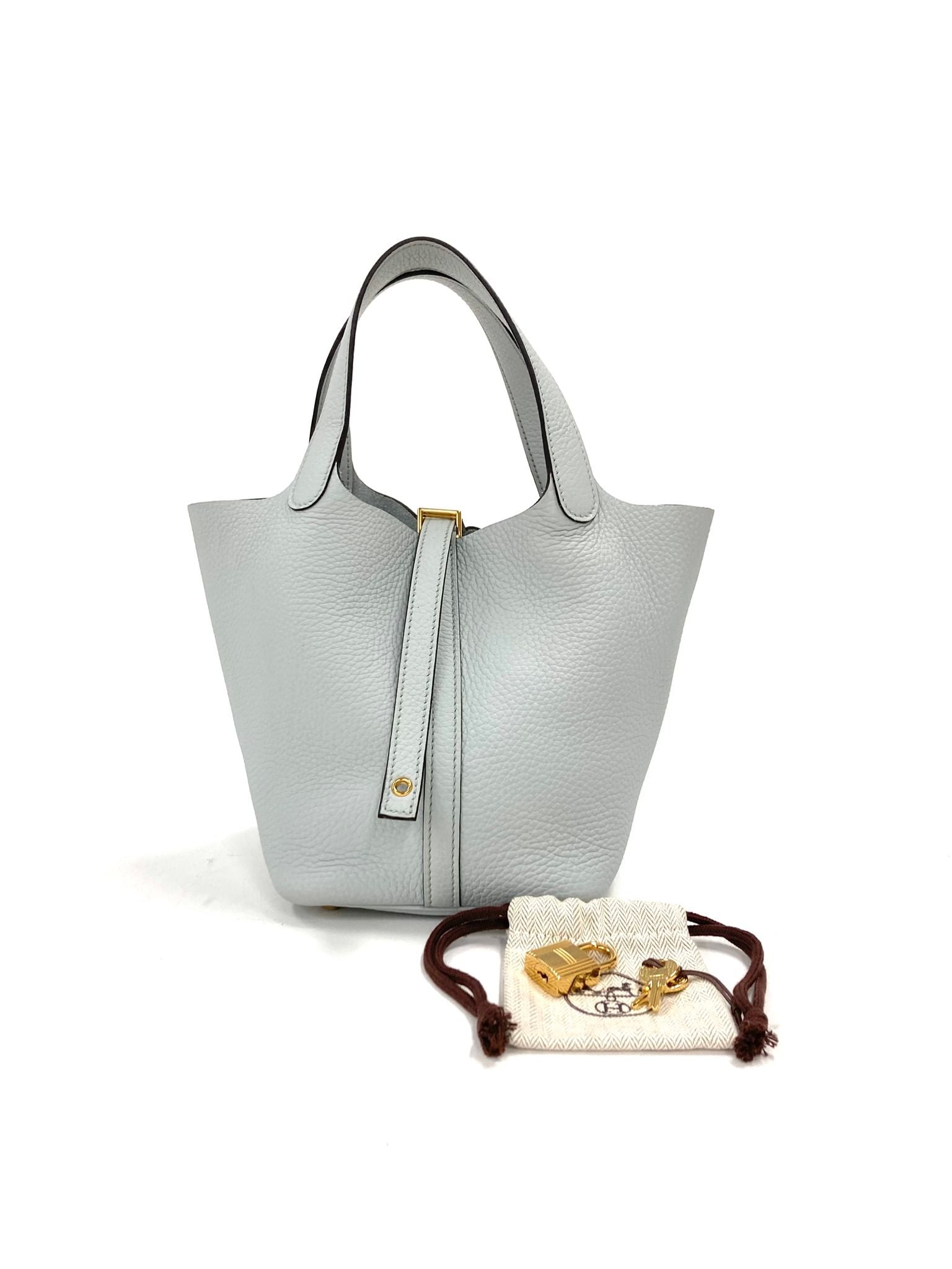 Hermes Lightblue Picotin PM,Taurillon Clemence GHW B Stamp