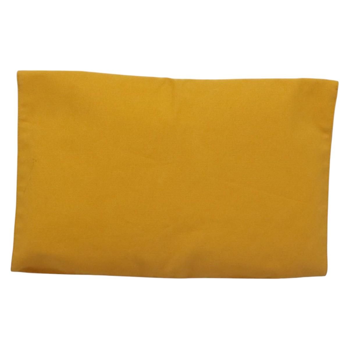 Hermes Clutch Bag Canvas Yellow Auth