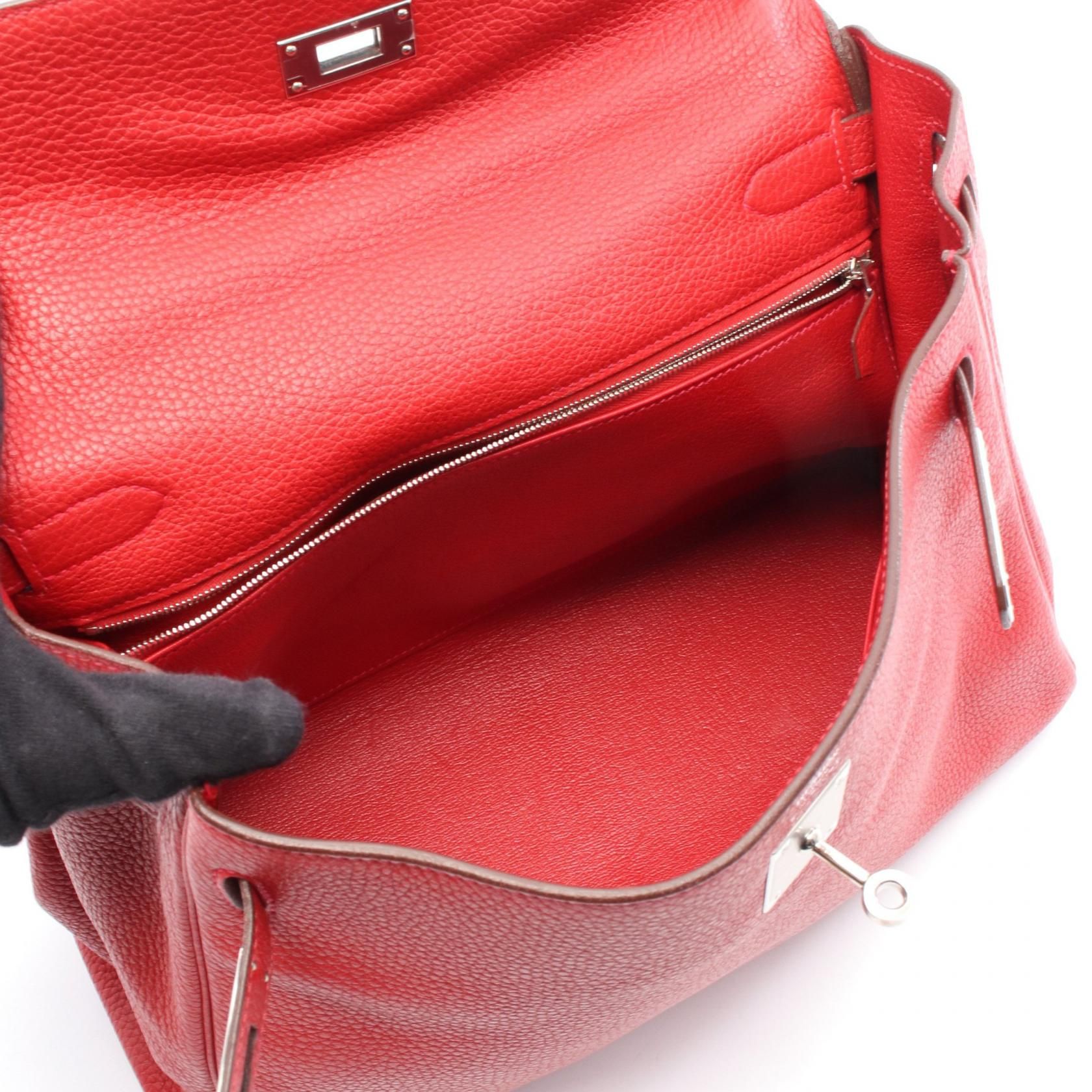 Hermes Kelly 32 Handbag Vermillon Red Leather Taurillon Clemence