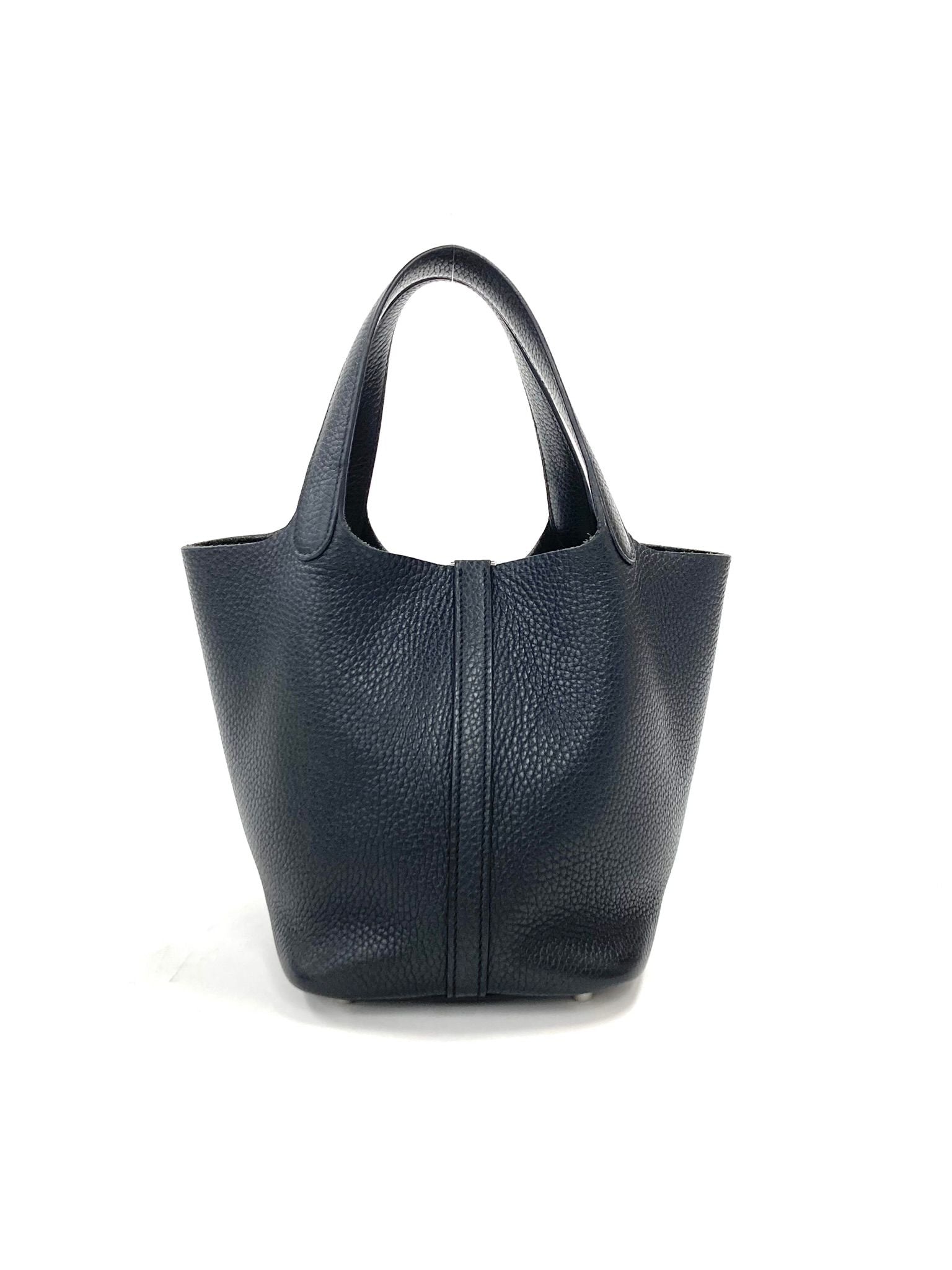 Hermes Black Picotin PM,Taurillon Clemence PHW Y Stamp