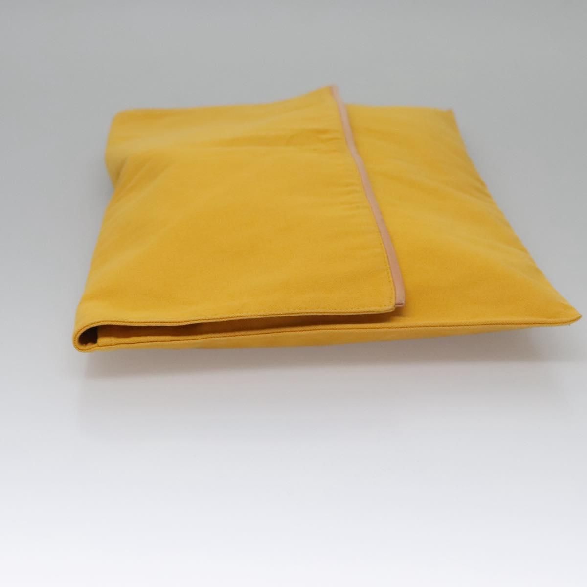 Hermes Clutch Bag Canvas Yellow Auth