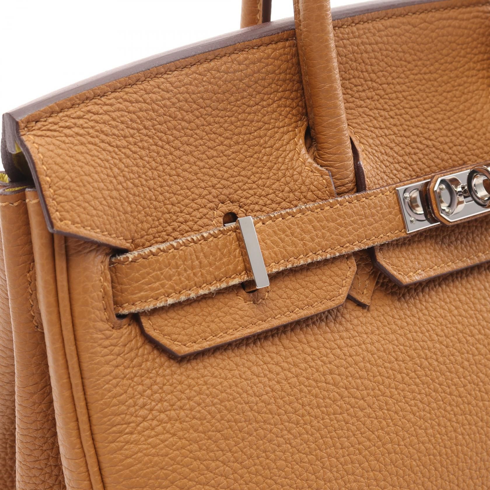 Hermes Birkin 25 Verso Handbag Sesame Brown Togo Leather
