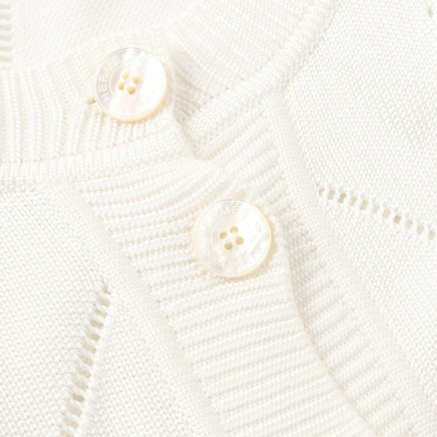 Hermes H Lift Serie Button Cardigan White Rayon Cotton 2e 2710da