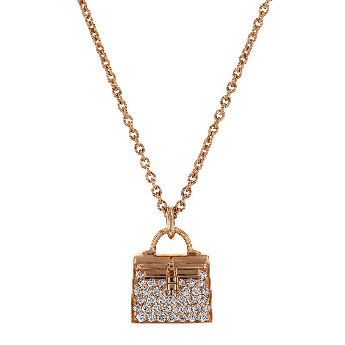 Hermes Amulettes Kelly diamonds and gold necklace