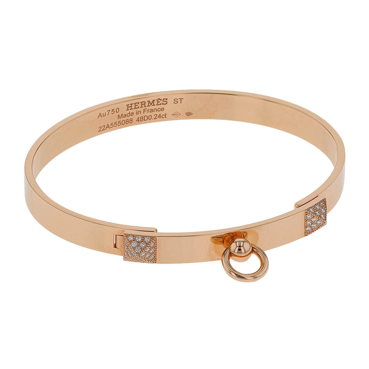 Hermes Collier de Chien diamonds and gold bracelet