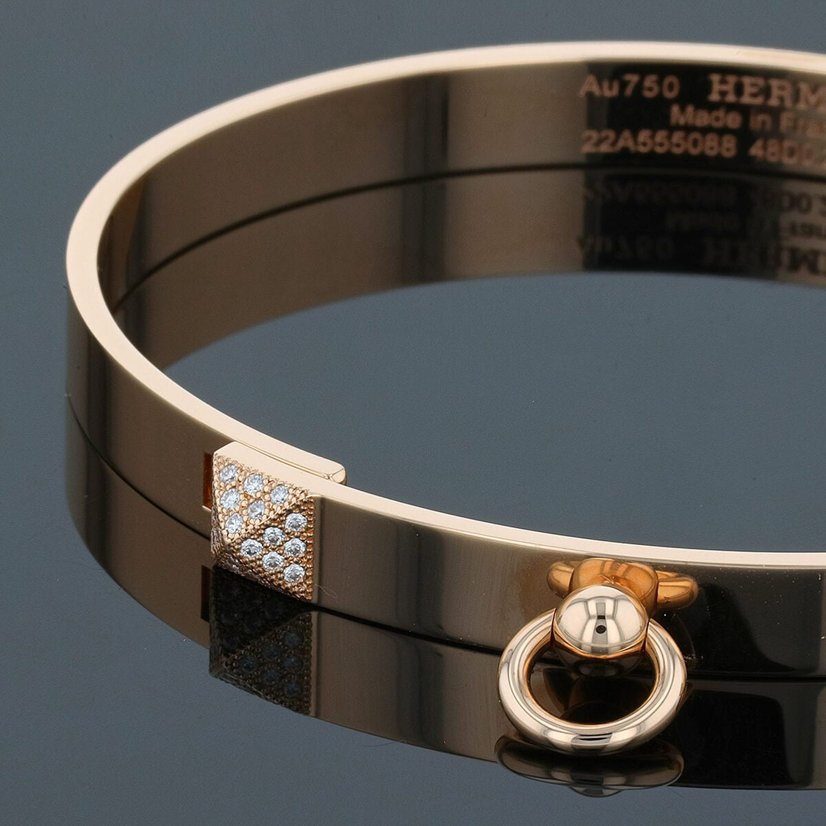 Hermes Collier de Chien diamonds and gold bracelet