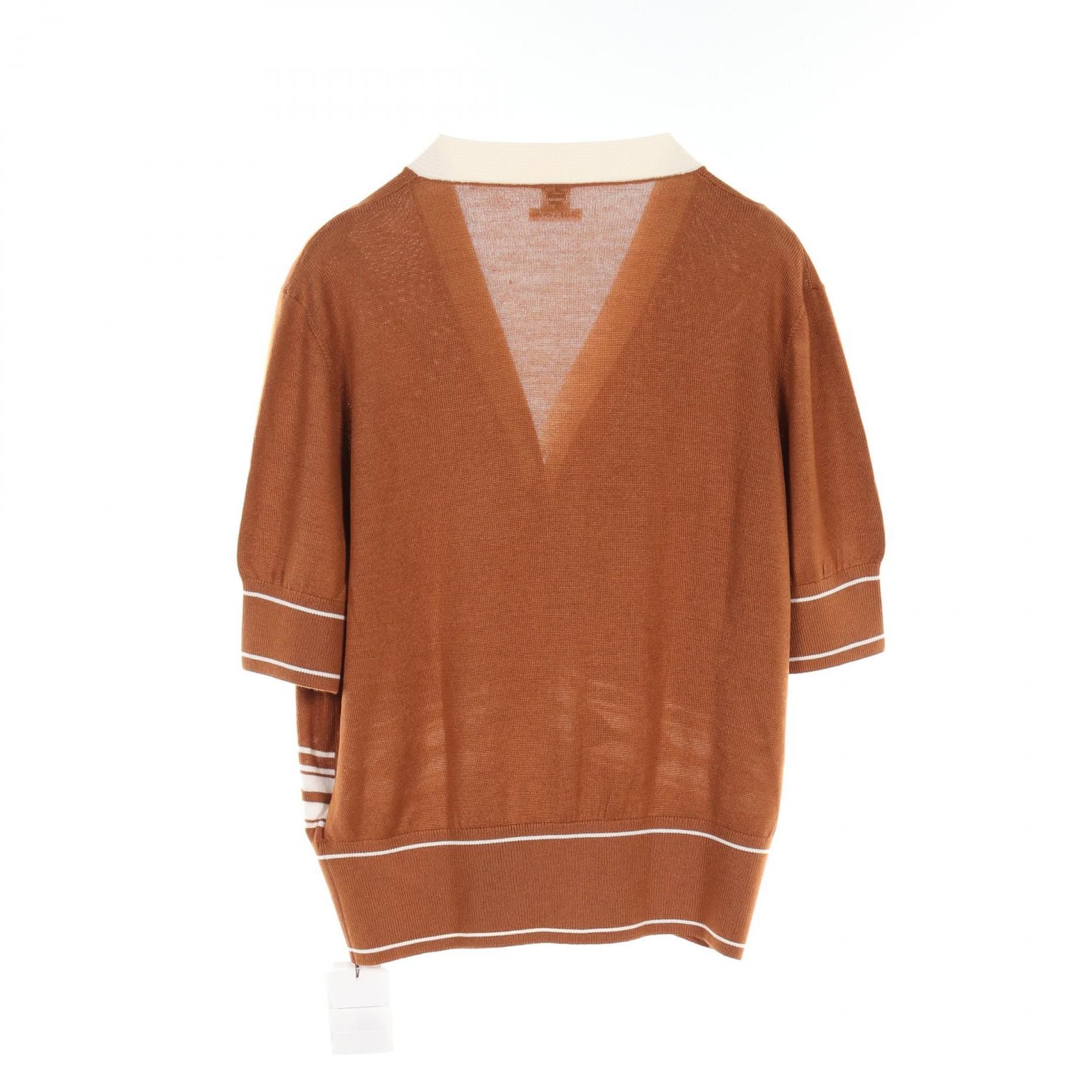 Hermes Chaine Dancre Cardigan Marron Brown Beige Silk Cashmere Silk 5e 2749df