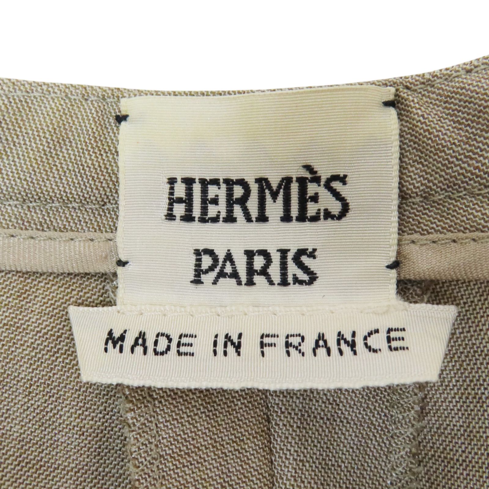 Hermes Wool Three Quarter Pants Khaki 34