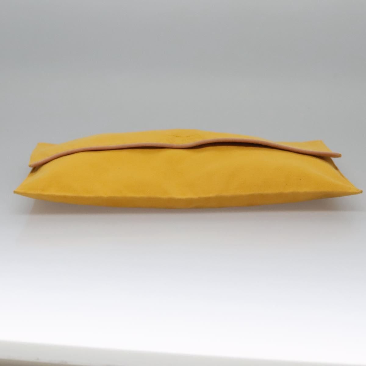 Hermes Clutch Bag Canvas Yellow Auth