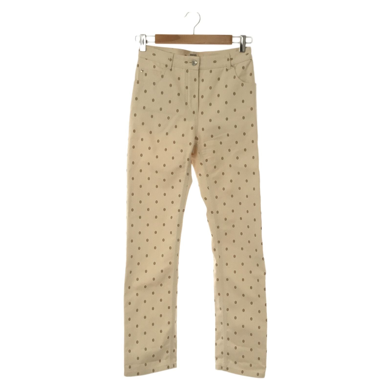 Hermes Denim Pants Roulis Patterned Cotton White