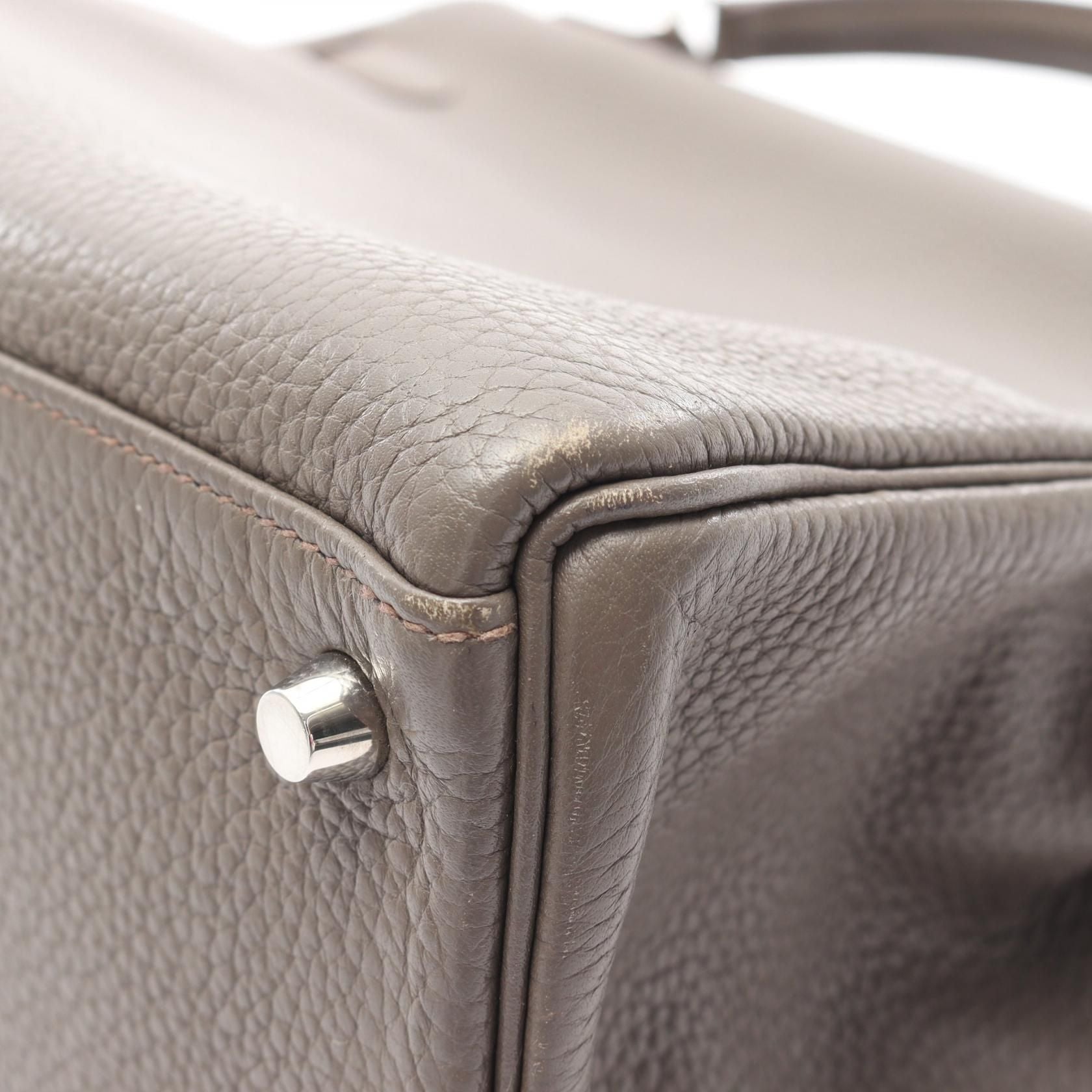 Hermes Kelly 35 Handbag Etain Brown Leather Taurillon Clemence