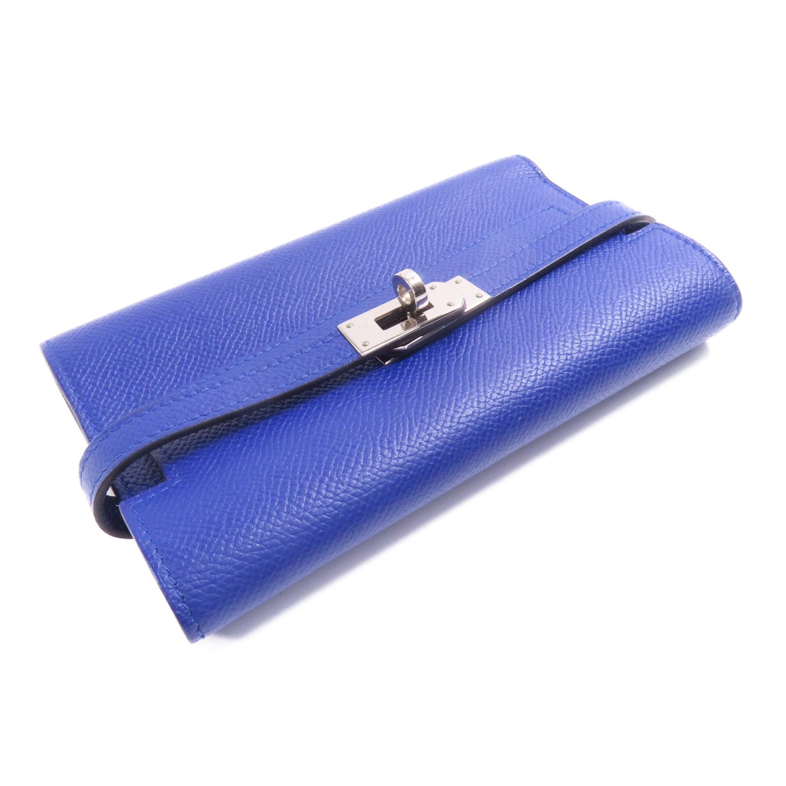 Hermes Epsom Leather Kelly Wallet Ginpaku Chosenbao Bleu Electrique Tri-Fold Long Wallet Blue Electric Blue 7t/phw Epso