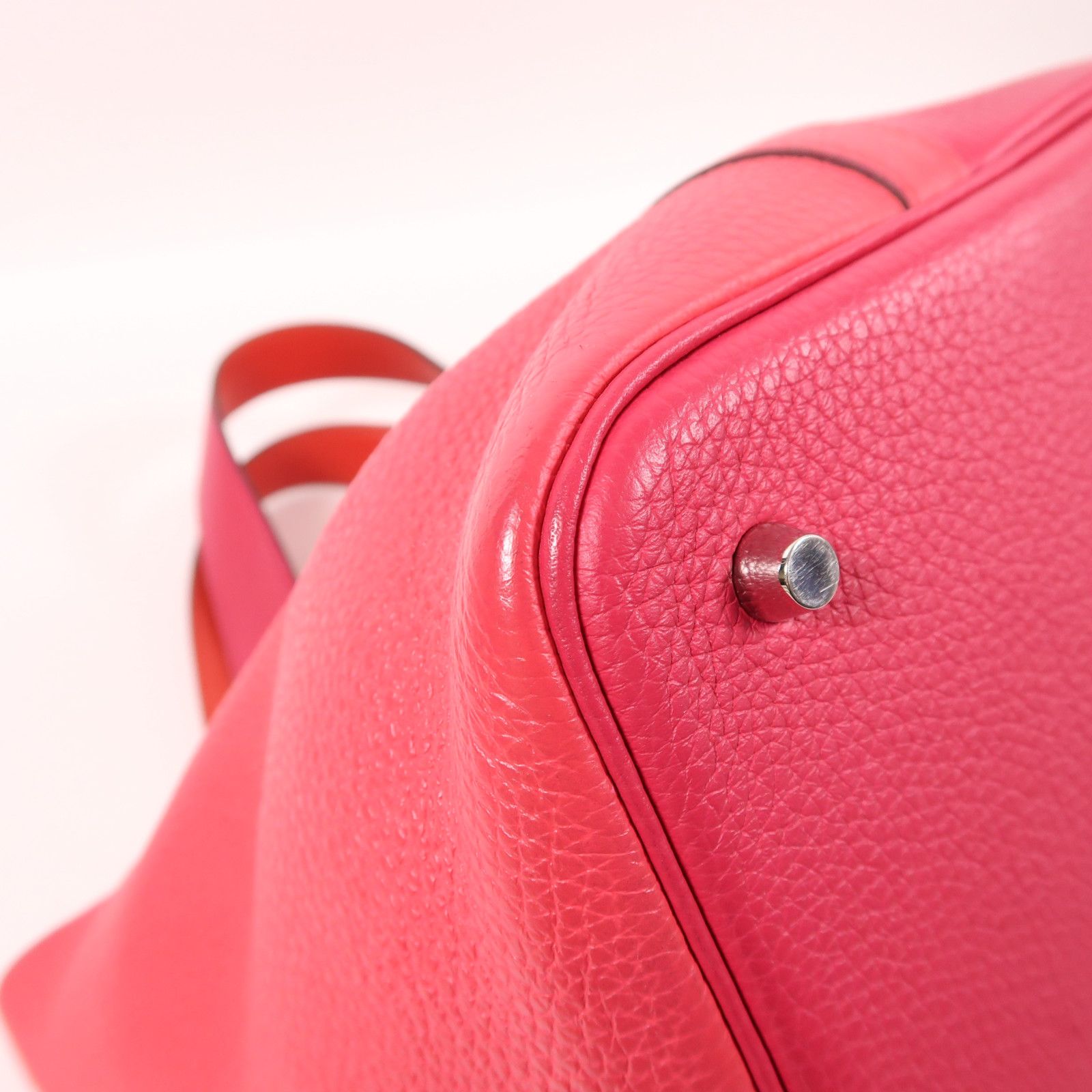 Hermes Clemence Leather Picotin Mm Ginpaku Handmade Bag Rose Extreme Pink Extreme Rose/rough D Taurillon Clemen