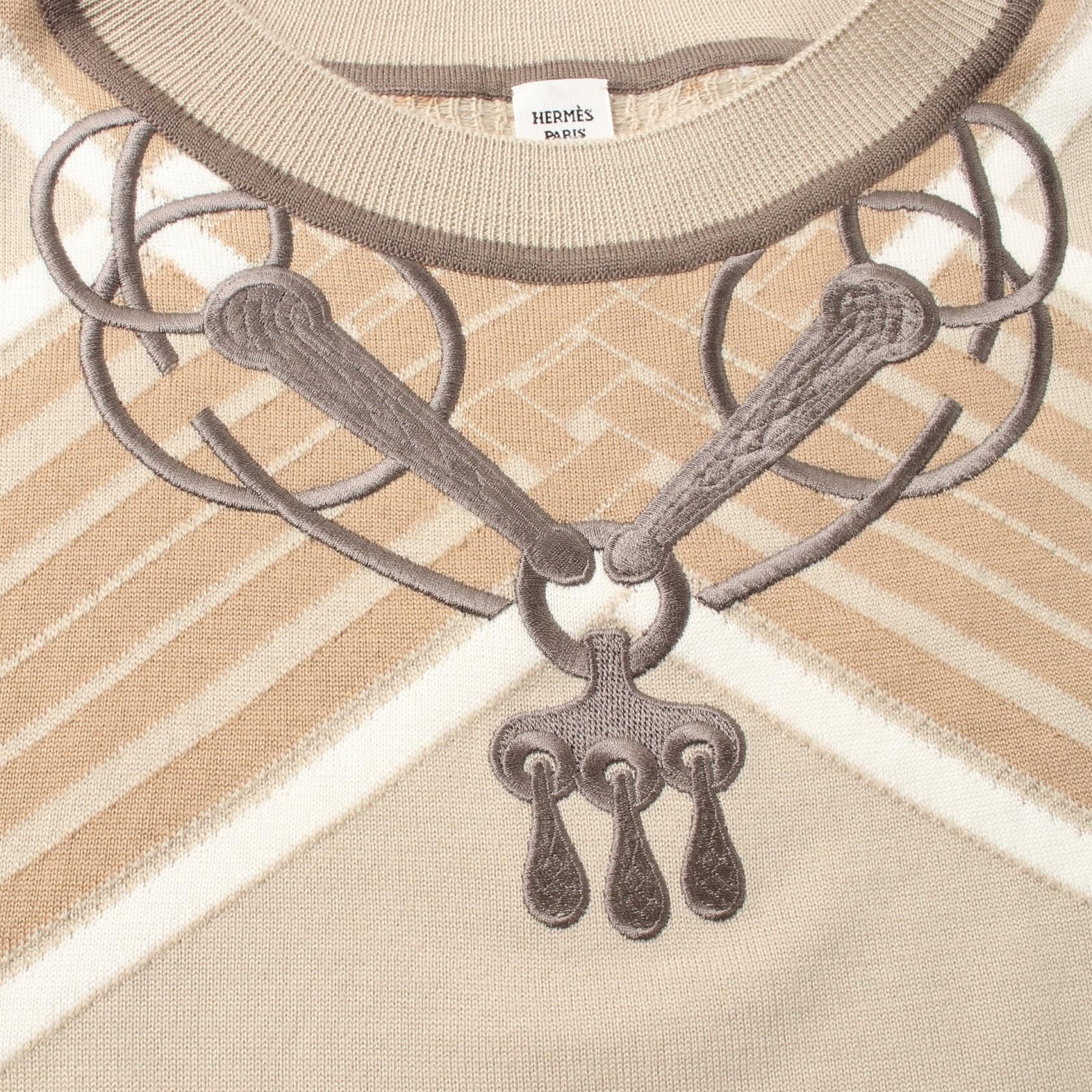 Hermes Mors A Jouets Embroidery Dress 336 4h 2534dd Wool Beige