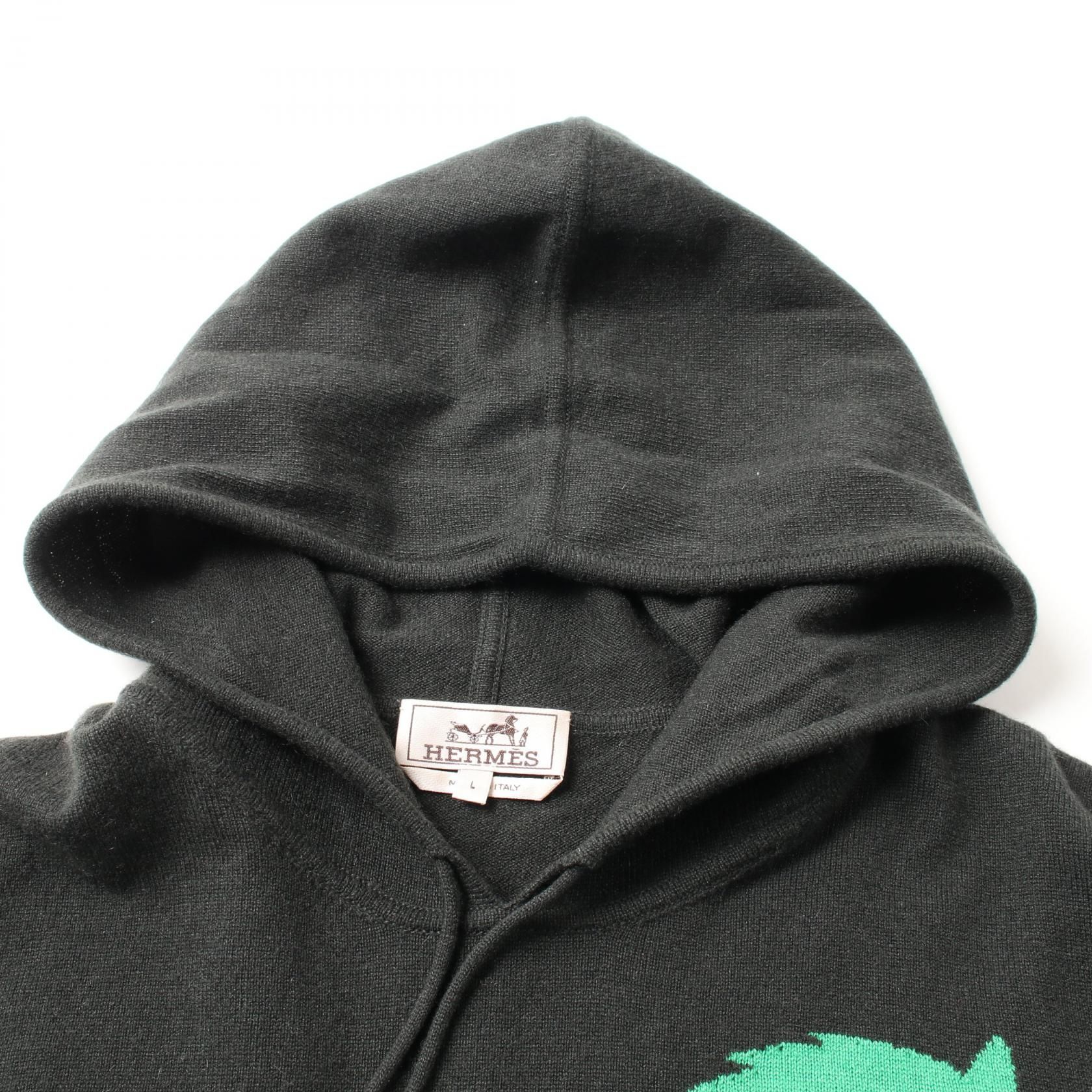 Hermes Chess And Shadow Hoodie Cashmere Green Mens L