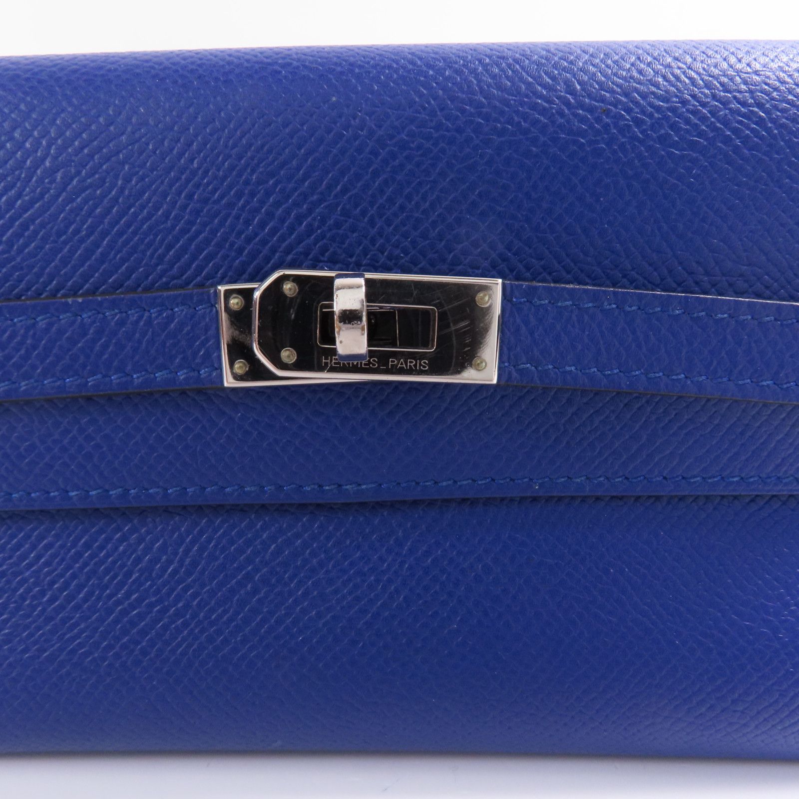 Hermes Epsom Leather Kelly Wallet Ginpaku Chosenbao Bleu Electrique Tri-Fold Long Wallet Blue Electric Blue 7t/phw Epso