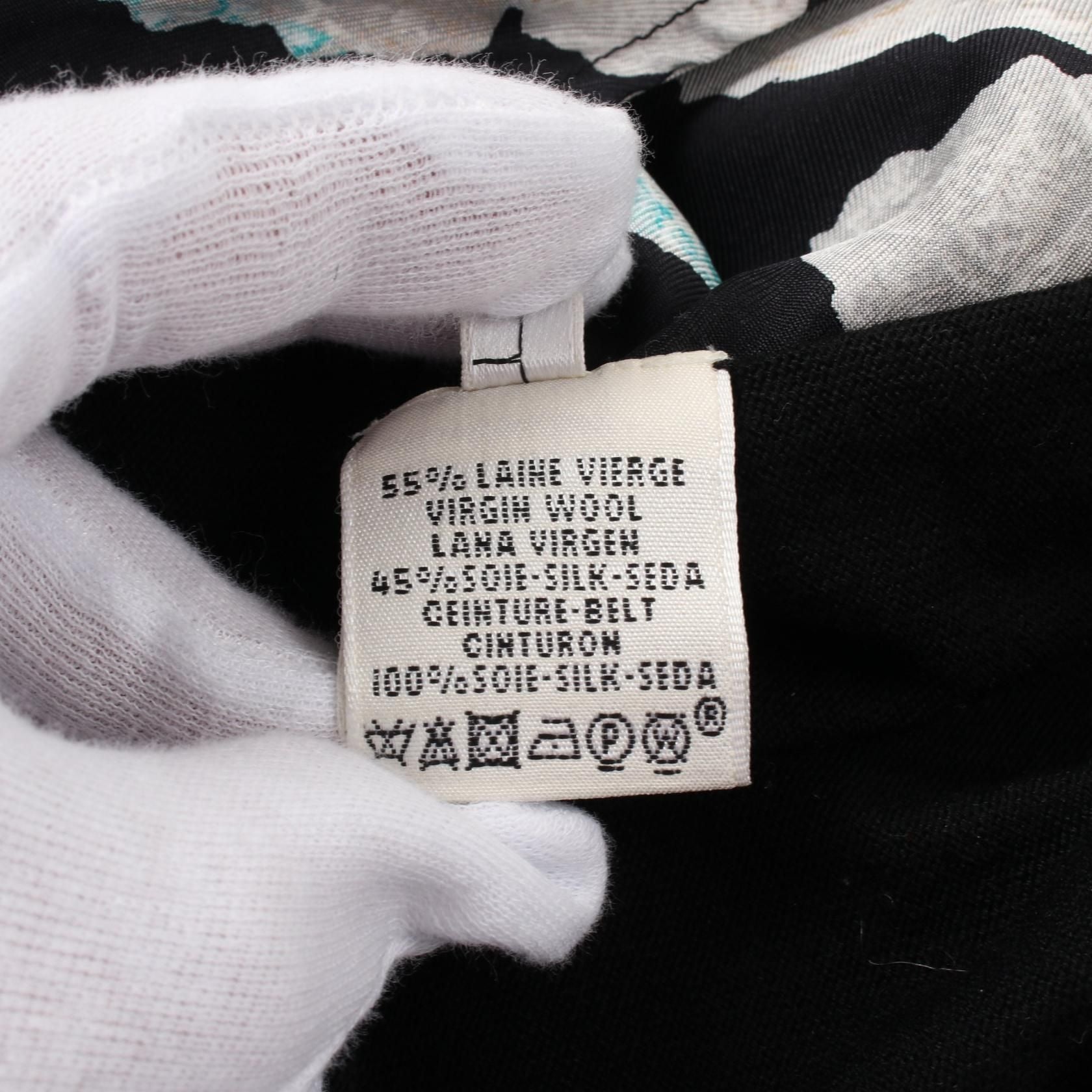 Hermes Twillaine Dress Silk Wool Silk Black Multicolor 36