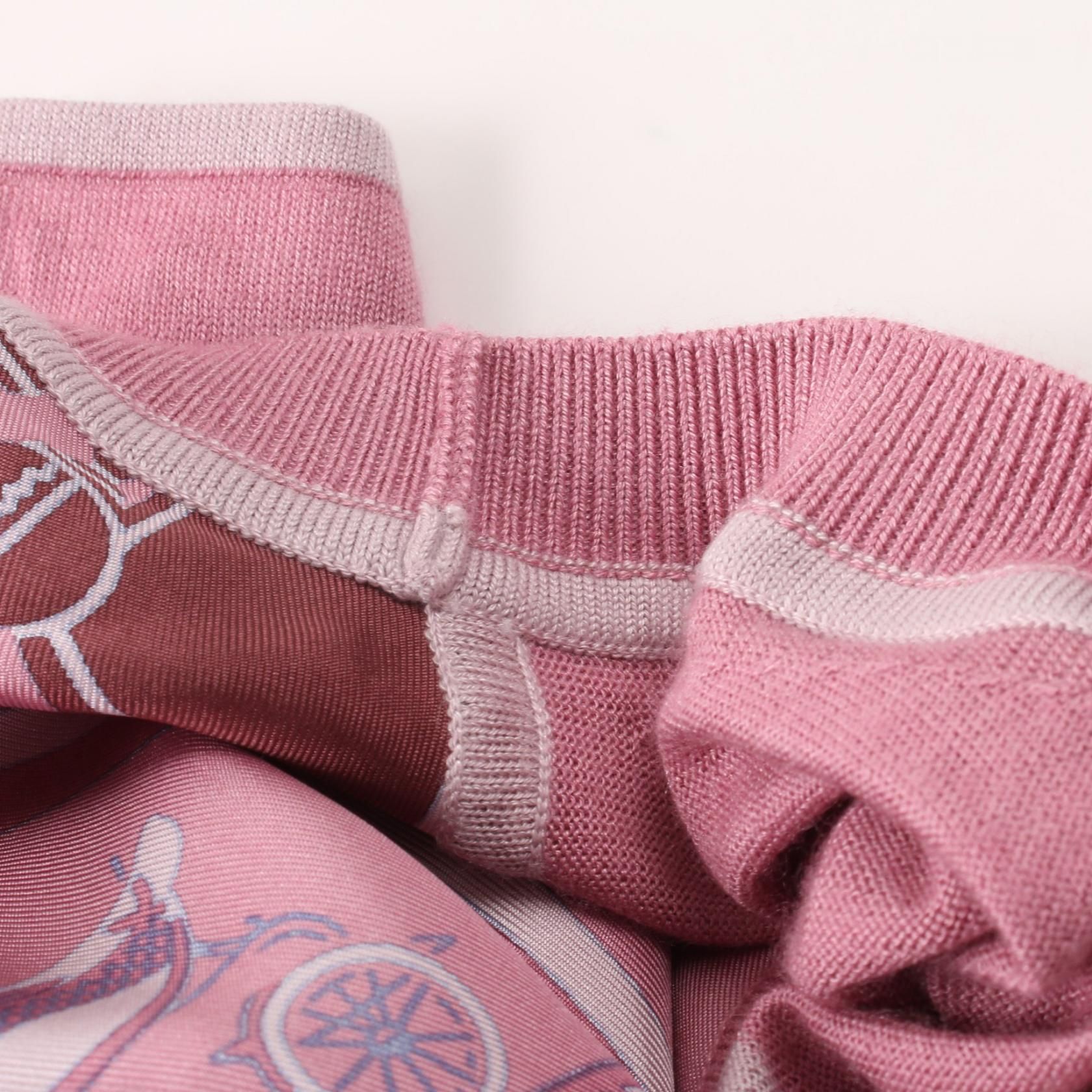 Hermes Twill Laine Ex-libris T-shirt Pink Silk Cashmere 3e 2800d 7