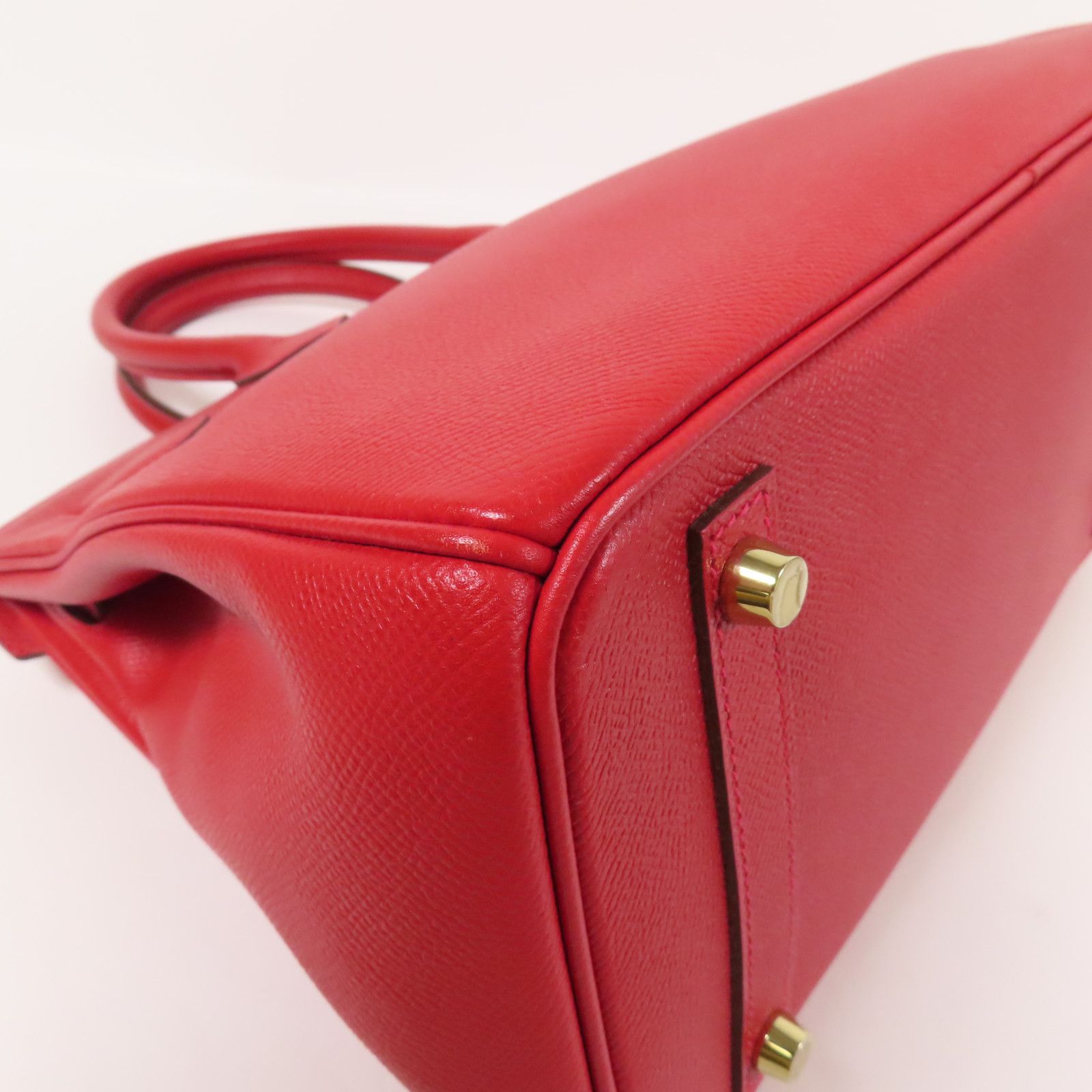 Hermes Epsom Leather Birkin 30 Gold Handmade Bag Rouge Casaque Handbag Red Rouge Casaque Epsom Calfskin (cowhide) _