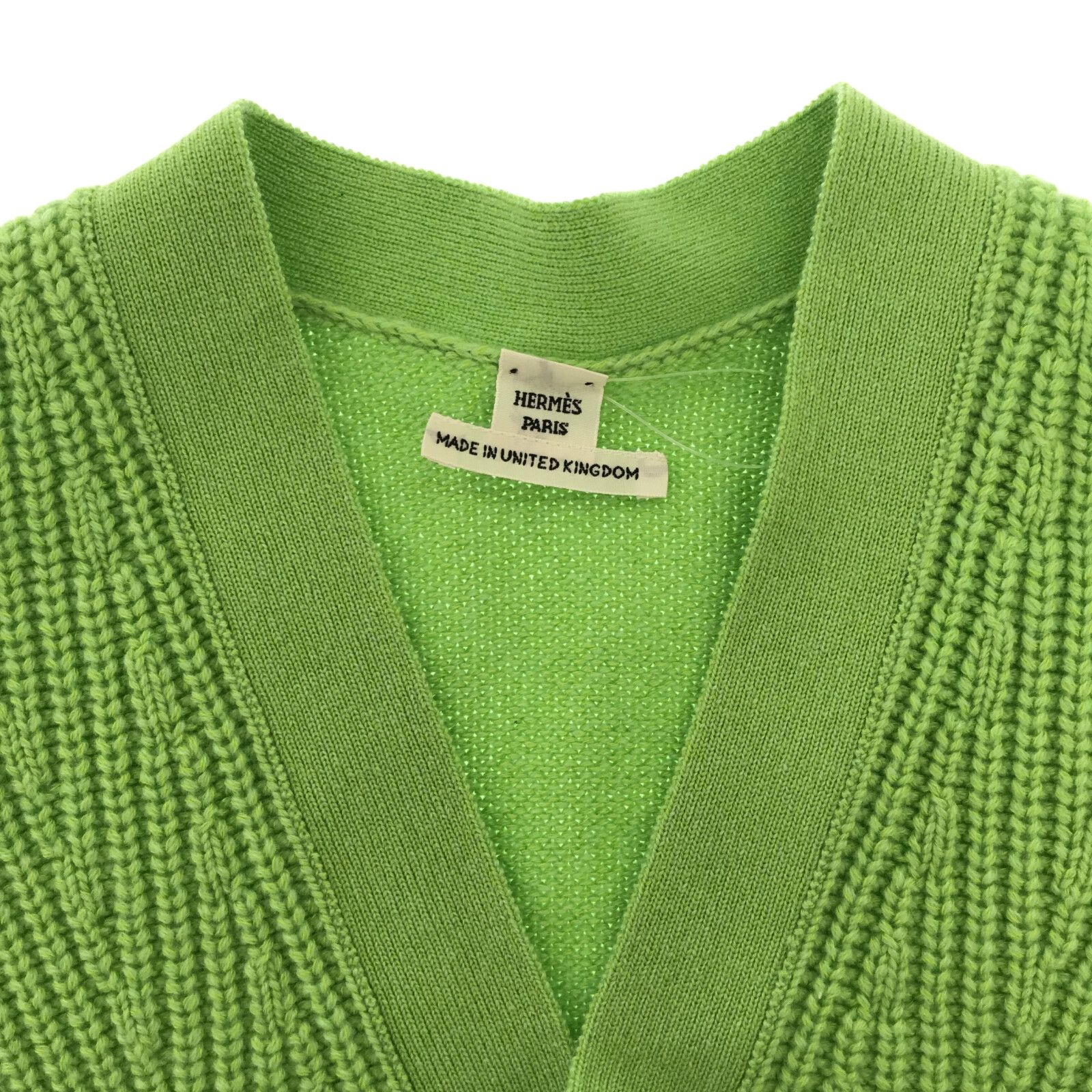 Hermes Cardigan Knitwear Jacket Cashmere Cotton Green 34