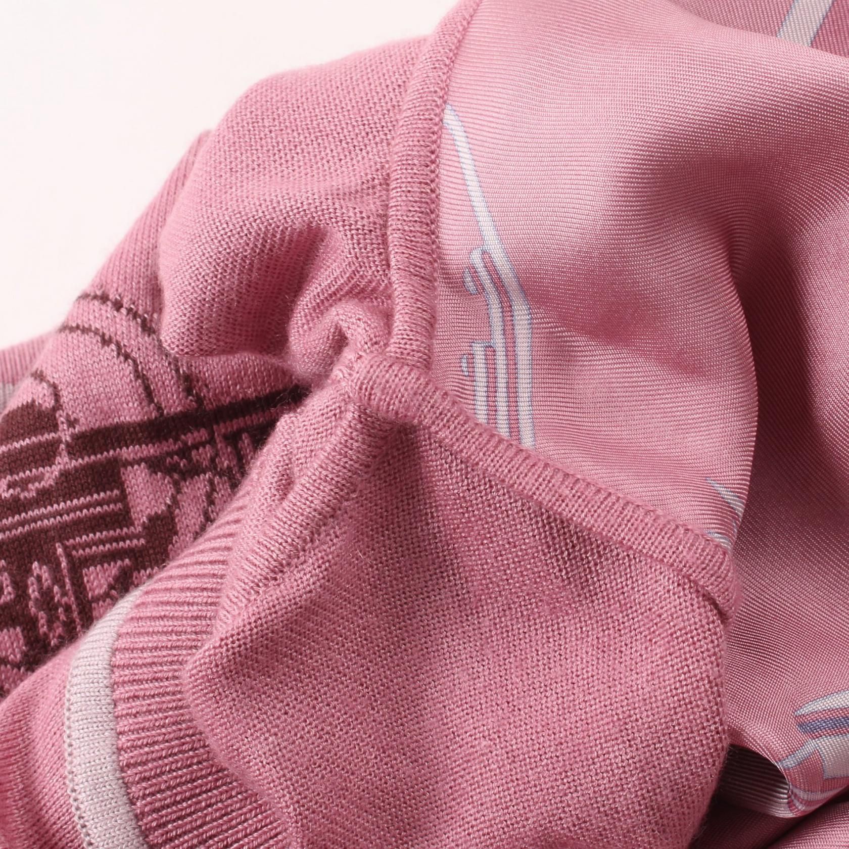 Hermes Twill Laine Ex-libris T-shirt Pink Silk Cashmere 3e 2800d 7