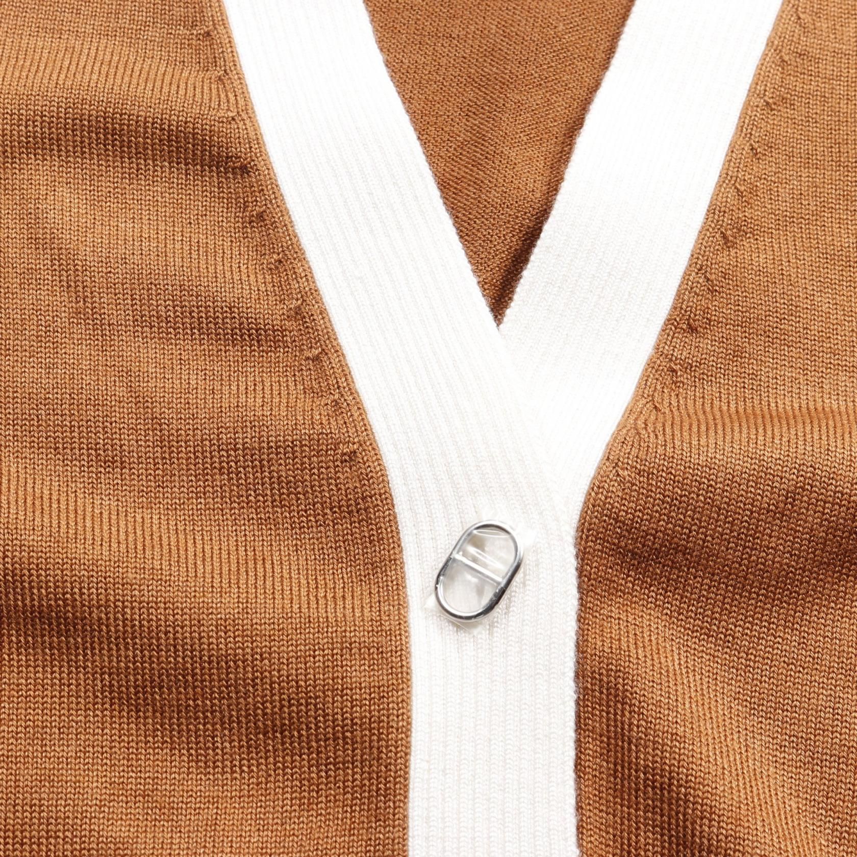 Hermes Chaine Dancre Cardigan Marron Brown Beige Silk Cashmere Silk 5e 2749df