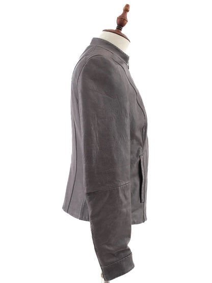 Excellent Trussardi Gray Leather Jacket Size XS for Men