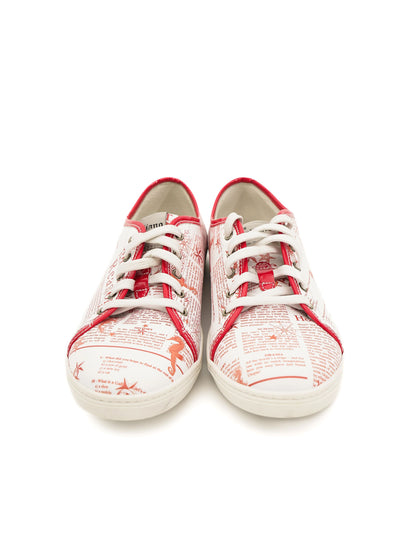 Excellent John Galliano White Leather Sneakers Size 37 with Newspaper Print