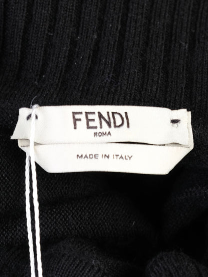 Fendi Black Wool Turtleneck Sweater M with Colorful Patches