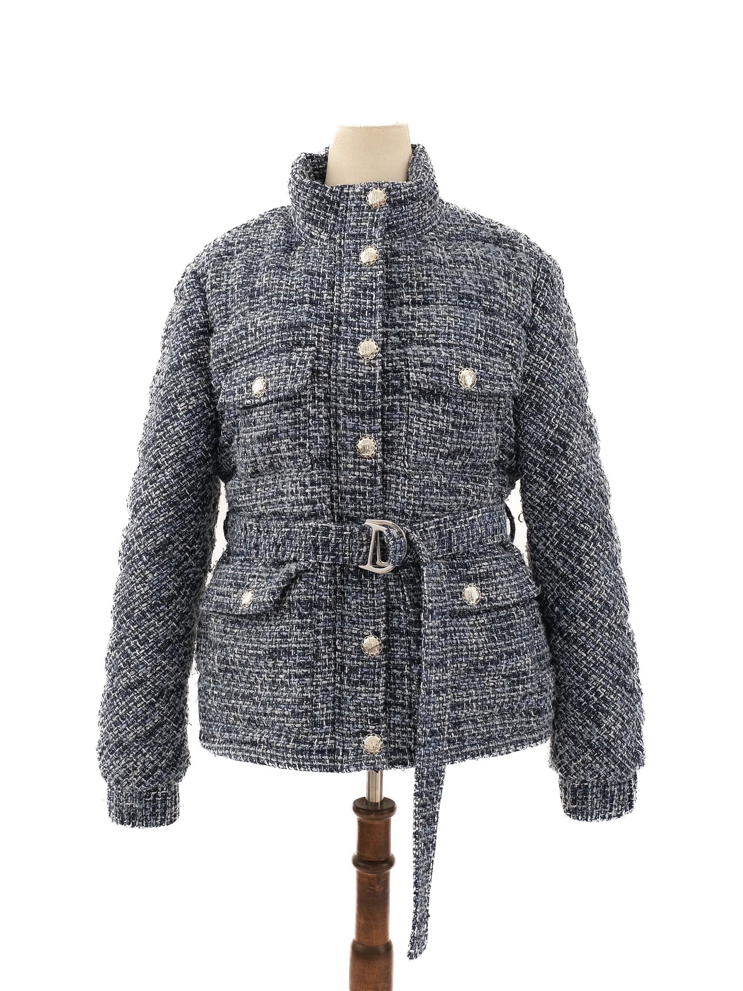 perfect maje tweed jacket navy and white size m women
