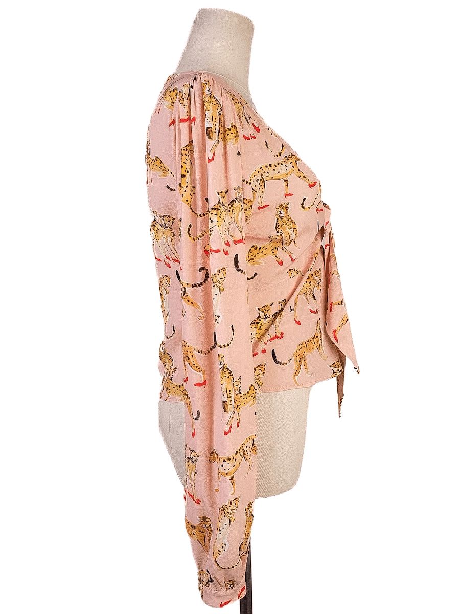 pinko women's blouse pink cheetah print size s excellent condition