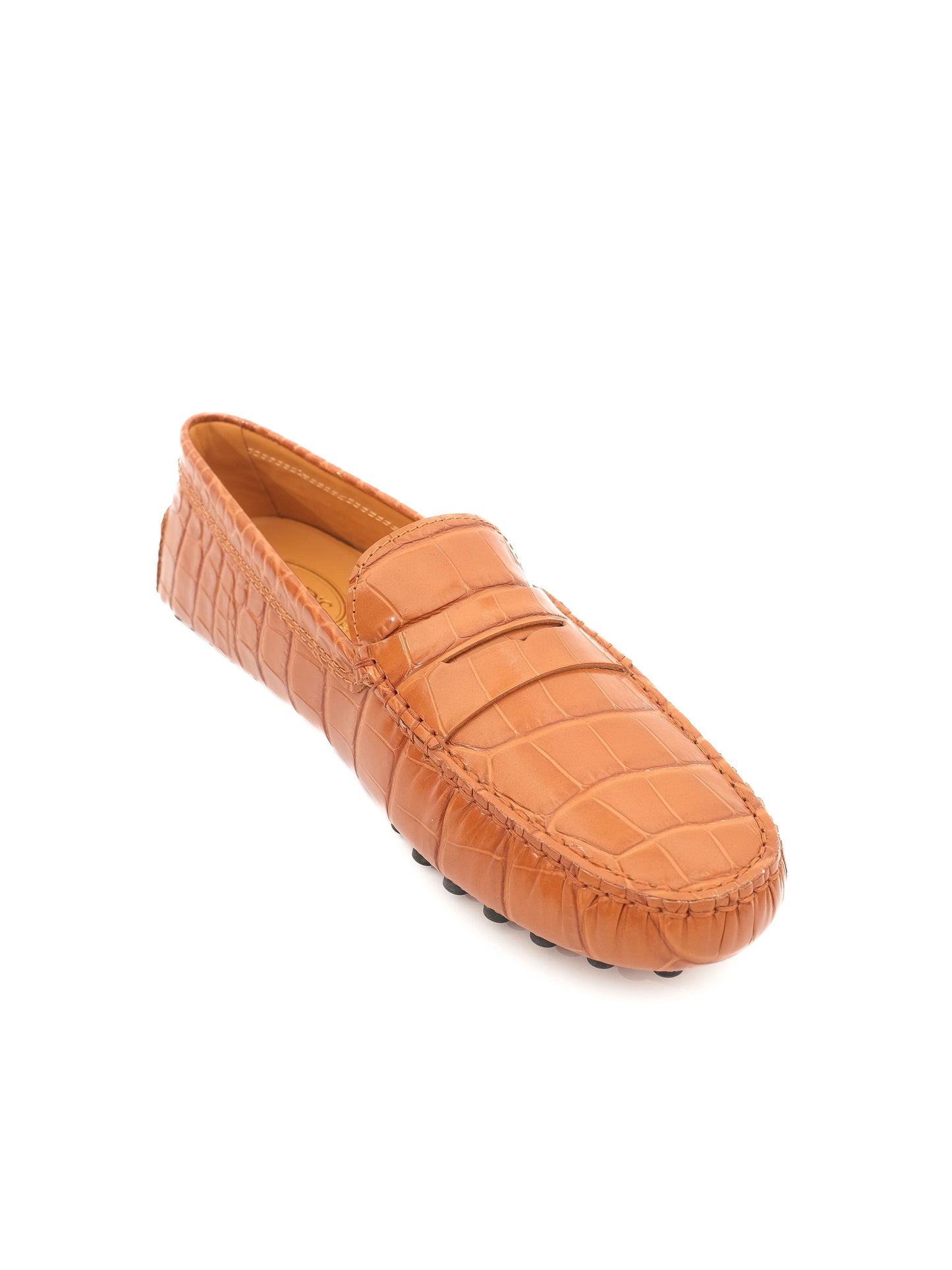 new tod's orange leather loafers size 39.5 with rubber studs