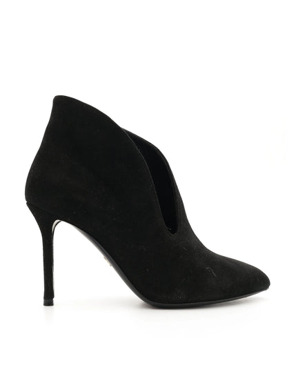 Excellent Ballin Black Leather High-Heeled Ankle Boots, Size 36.5