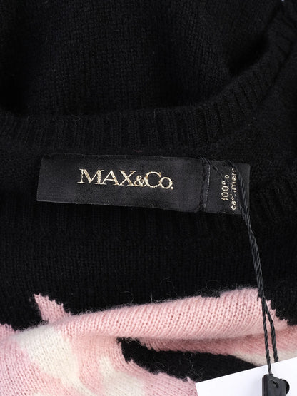 Excellent MAX&Co Black Sweater M 100% Cashmere Abstract Design