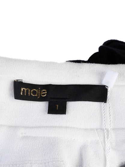 Excellent Maje Black Short-Sleeved Shirt with Embroidered Collar