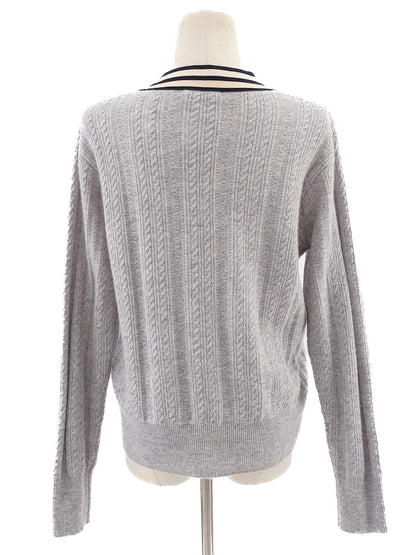 Excellent Sandro Gray Wool Cable-Knit Sweater Size S with V-Neck
