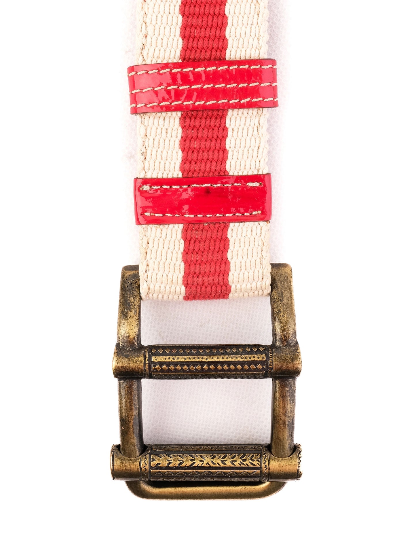 excellent moschino women's belt red & white striped fabric