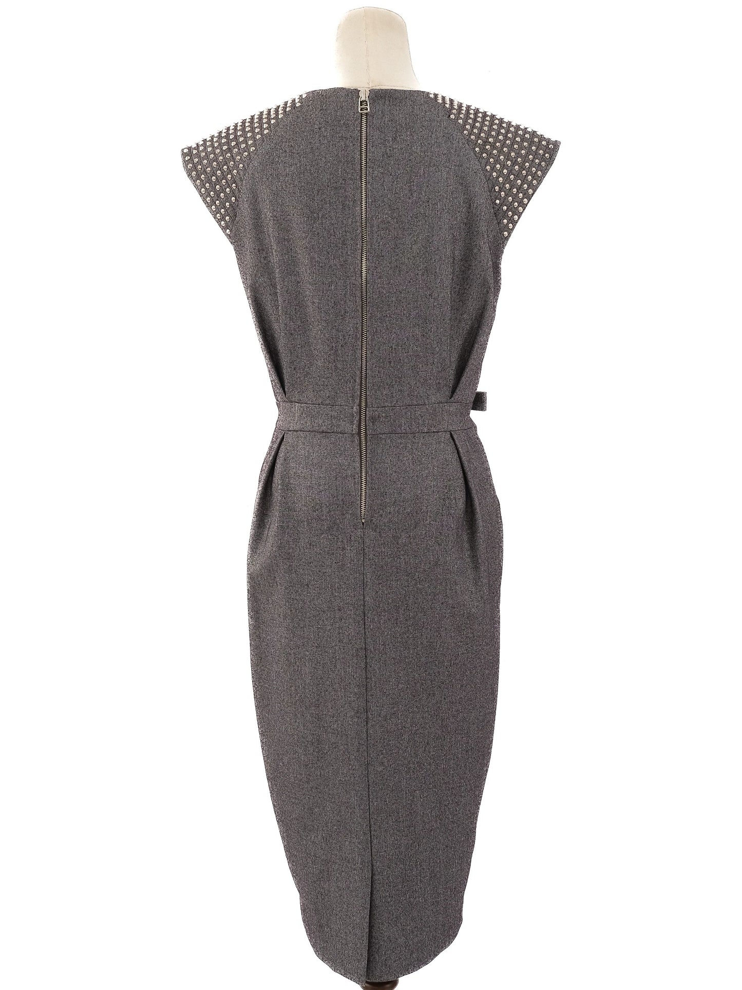 excellent thomas wylde gray sleeveless dress with embellished shoulders size l