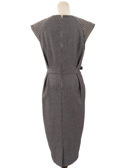 Excellent Thomas Wylde Gray Sleeveless Dress with Embellished Shoulders Size L