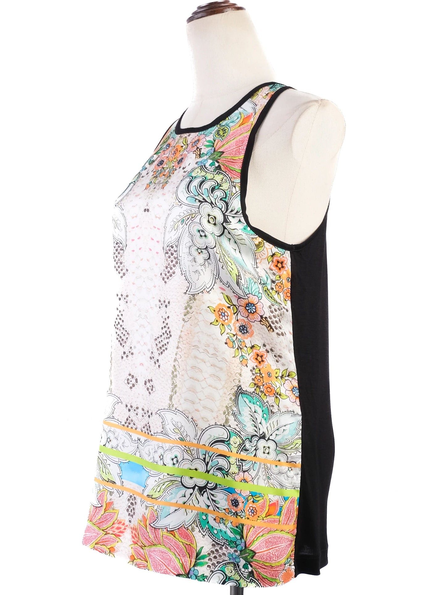 excellent roberto cavalli floral silk tank top size m