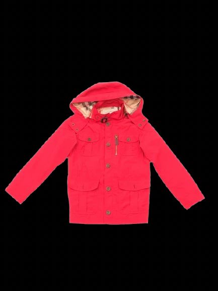 excellent burberry red hooded jacket for kids size 8 nylon