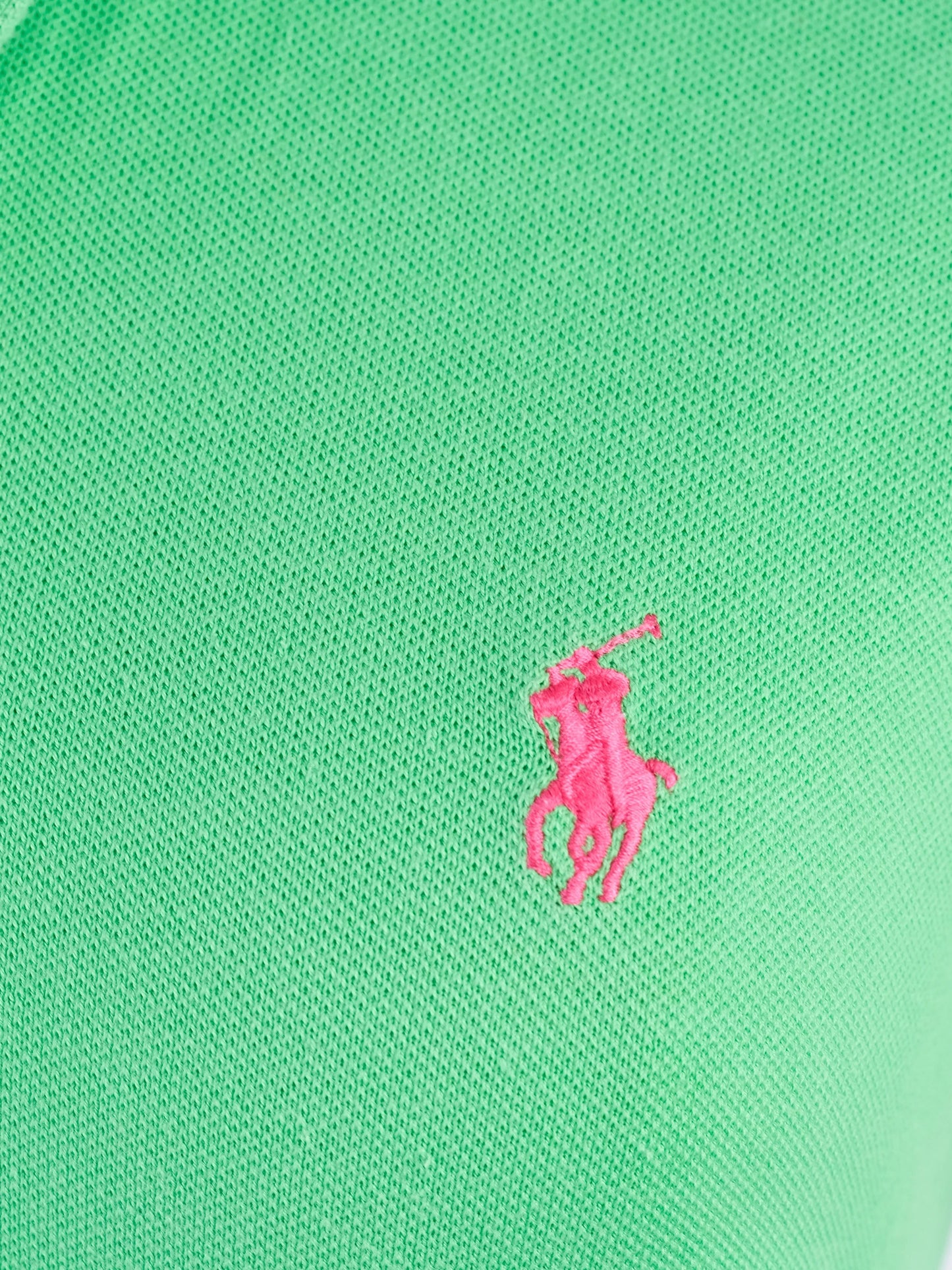 excellent ralph lauren green polo shirt size m with pink logo