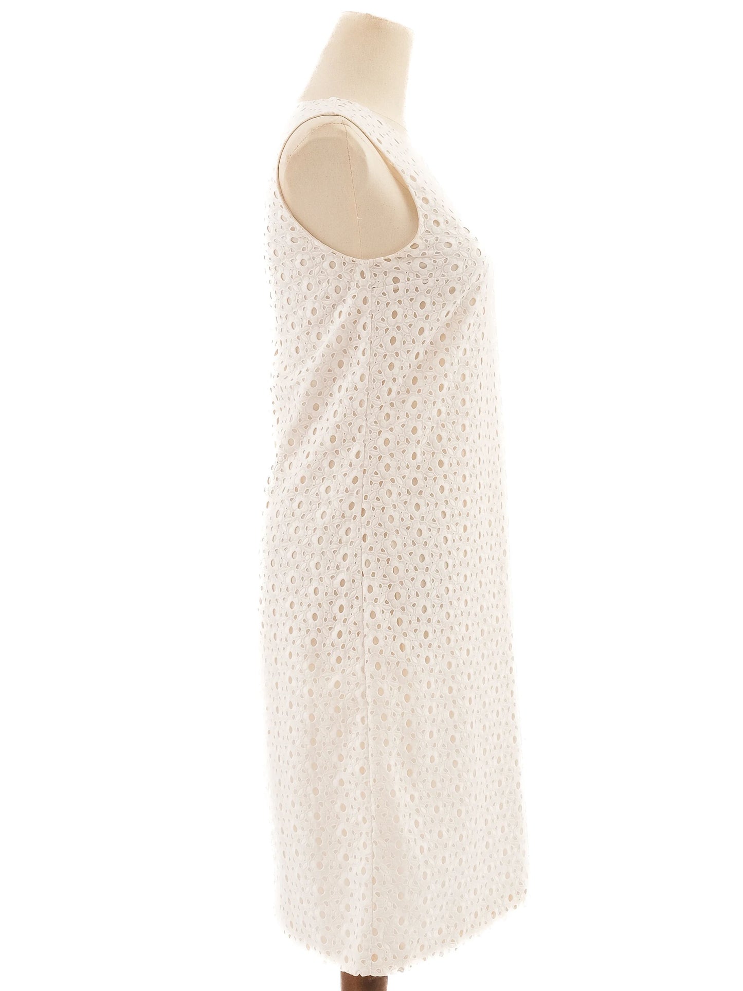 excellent dior women's white cotton eyelet dress sleeveless size n/a