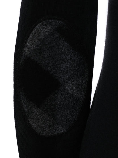 EXCELLENT Burberry Black Wool Sweater with Elbow Patches Size S