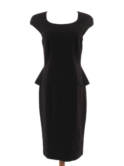 Excellent Marella Black Cocktail Dress Size M Peplum Cap Sleeves