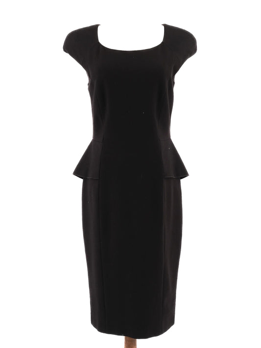 Excellent Marella Black Cocktail Dress Size M Peplum Cap Sleeves