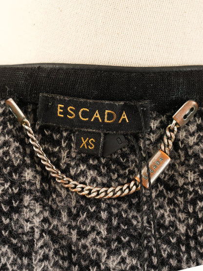 Excellent Escada Women's Coat Gray Black Leopard Pattern Size XS