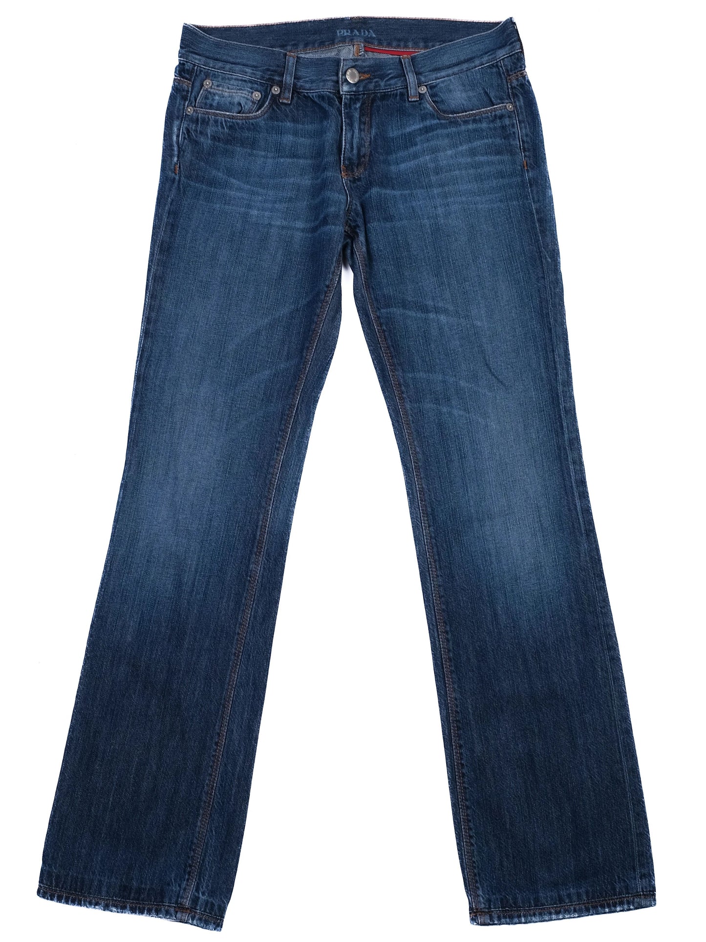 prada blue cotton jeans classic five-pocket style excellent condition