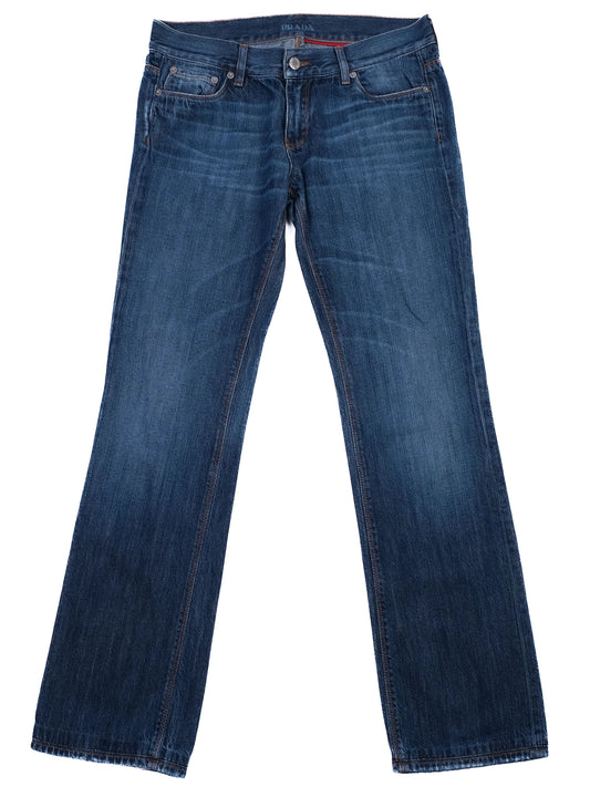 Prada Blue Cotton Jeans Classic Five-Pocket Style Excellent Condition