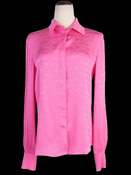 excellent moschino pink blouse long sleeve viscose patterned